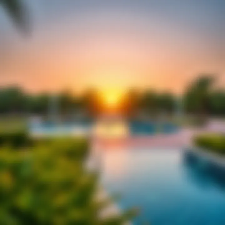 Serenity in Sharjah's Parks Vibrant park in Sharjah during sunset