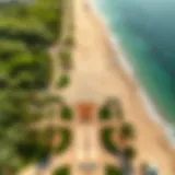 Aerial View of Al Mamzar Beach Park Aerial view of Al Mamzar Beach Park showcasing lush greenery and beachfront.