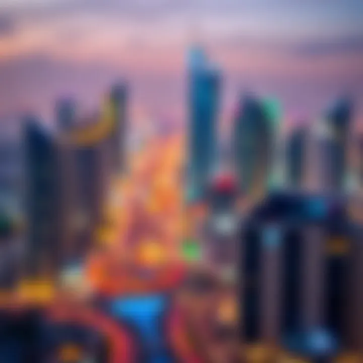 Vibrant cityscape surrounding Ora Dubai