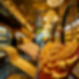 Intricate gold jewelry displayed at the Gold Souk