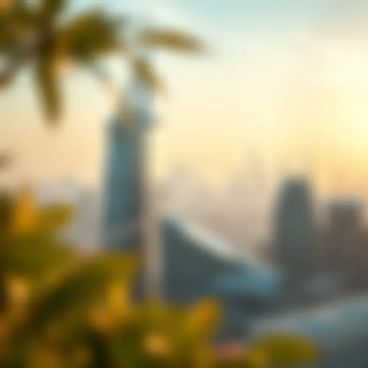 Stunning view of Park Central Tower against the Dubai skyline