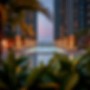 Park Tower's expansive outdoor amenities including a pool and lounging area