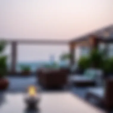 Relaxing Ambiance in the Rooftop Garden Serene atmosphere of the rooftop garden lounge, perfect for relaxation and social gatherings