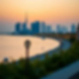 Stunning view of the Sharjah Corniche at sunset