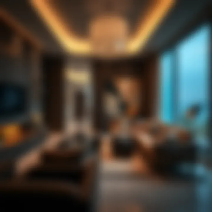 Stylish interior design of a unit at ذا فيو ال نخلة reflecting elegance