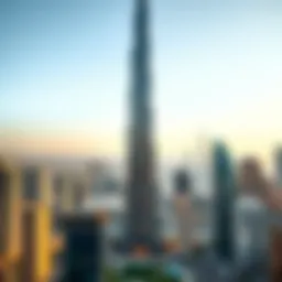 The iconic Burj Khalifa towering above the Dubai skyline