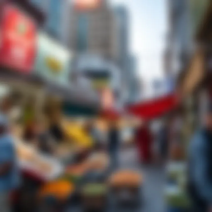 A vibrant market scene in Dubai, representing the local economy