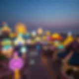 Vibrant Nightlife at Global Village Stunning view of Global Village Dubai at night showcasing vibrant lights and attractions