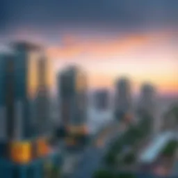 Stunning skyline view of Janayen Avenue showcasing modern architecture