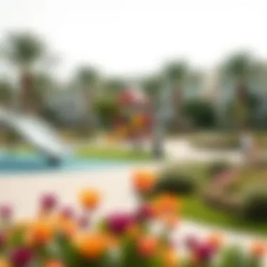 Community park in District 8 with families enjoying recreational activities and green spaces.