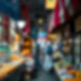 Vibrant market stalls showcasing diverse products