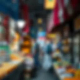 Vibrant market stalls showcasing diverse products