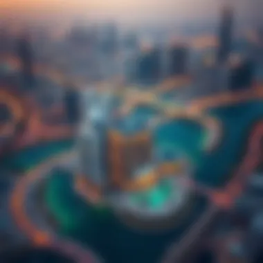 La Perle in the Dubai Skyline Aerial shot of La Perle surrounded by the vibrant Dubai skyline