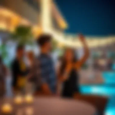 Engagement at La Perle's Facilities Visitors enjoying the facilities at La Perle