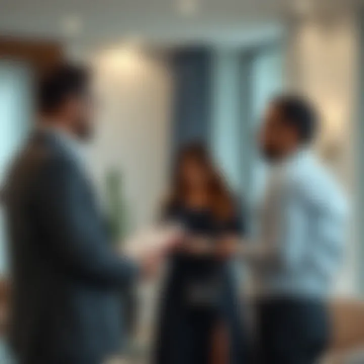 Landlord and tenant discussing rental agreements