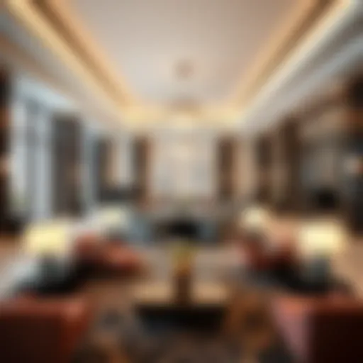 Elegant Lobby at Leva Hotel Mazaya Centre Luxurious lobby of Leva Hotel Mazaya Centre