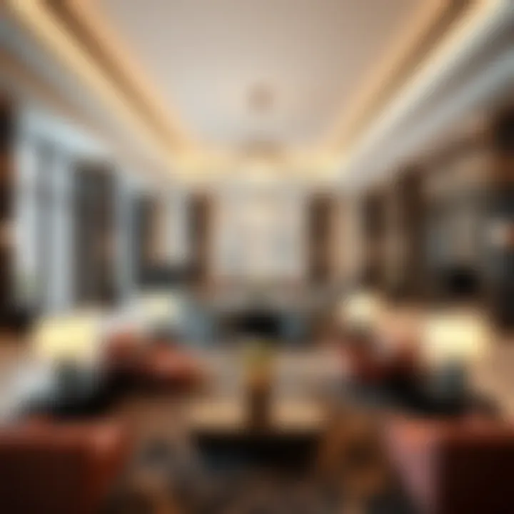 Elegant Lobby at Leva Hotel Mazaya Centre Luxurious lobby of Leva Hotel Mazaya Centre