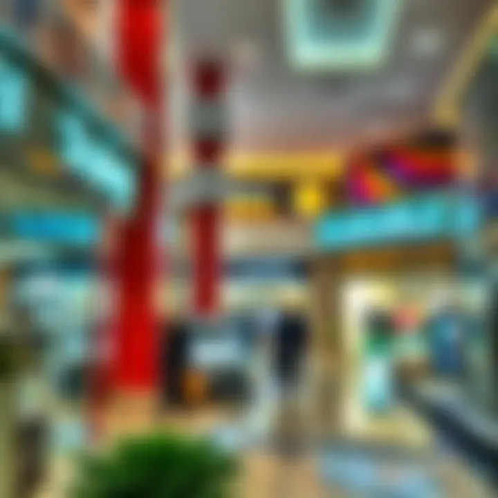 Vibrant shopping area inside Lulu Raha Mall with diverse retail outlets