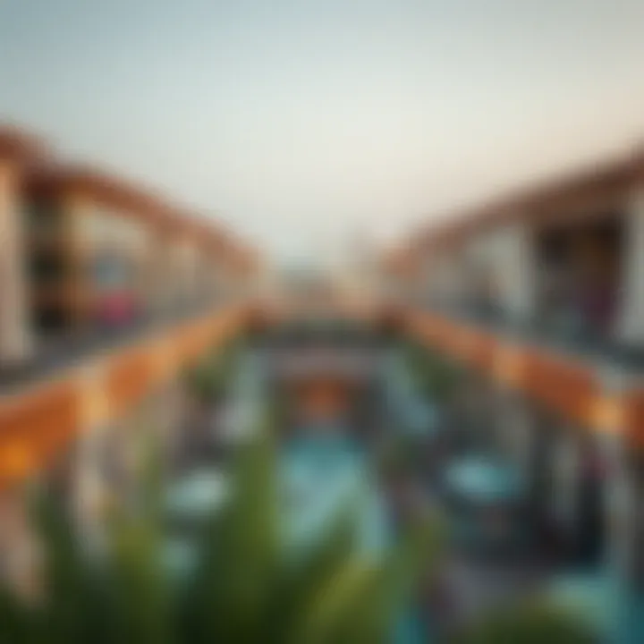 Aerial view of Lulu Souk showcasing its modern architecture and vibrant surroundings.