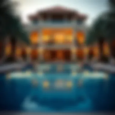 Lavish outdoor pool area of a luxury villa in Dubai