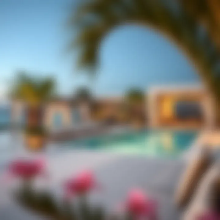 Exquisite outdoor amenities at Maison Privée, including pool and lounge areas