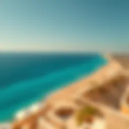 Panoramic view of Mamzar Beach showcasing azure waters and golden sands
