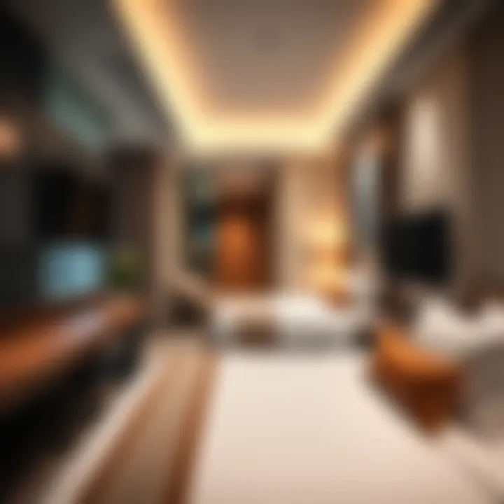 Spacious guest room with modern decor