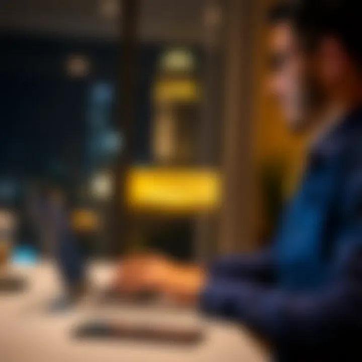 A person using a laptop to inquire about visa status