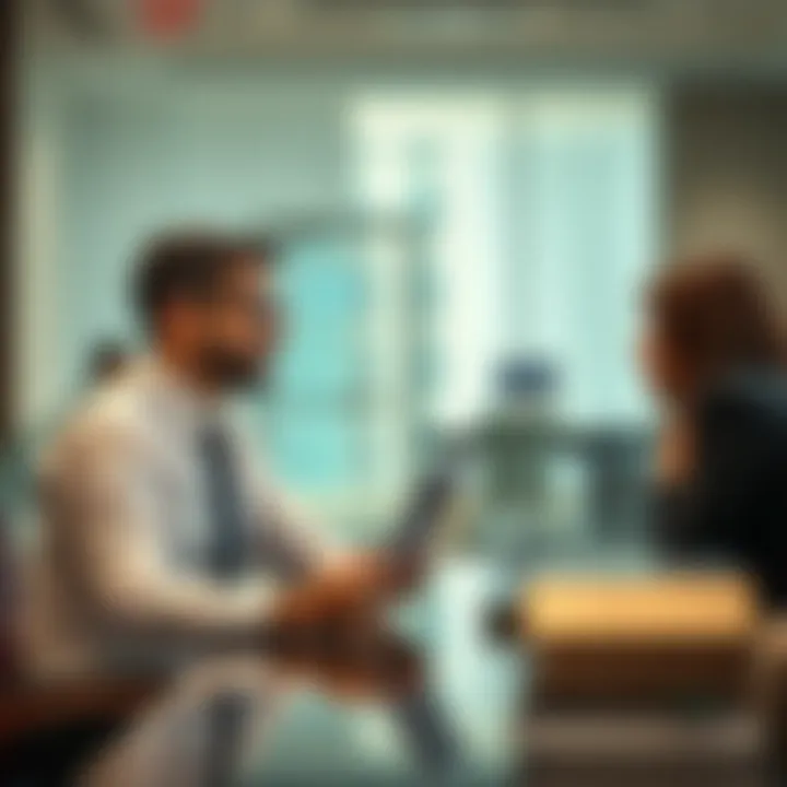 Expatriate consulting with a bank representative