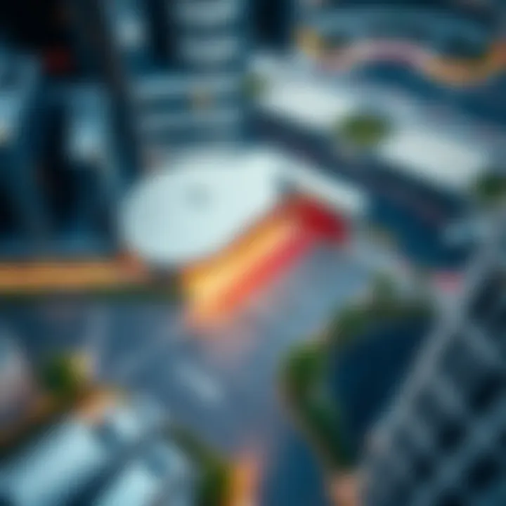 Aerial View of DIFC Parking Area Aerial view of Dubai International Financial Centre parking area