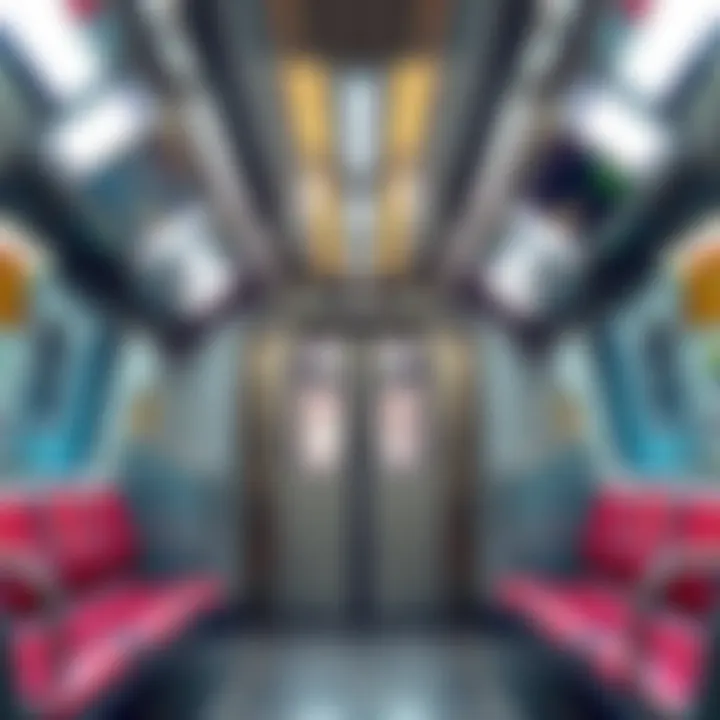 Interior of a Dubai metro train showcasing modern transport facilities