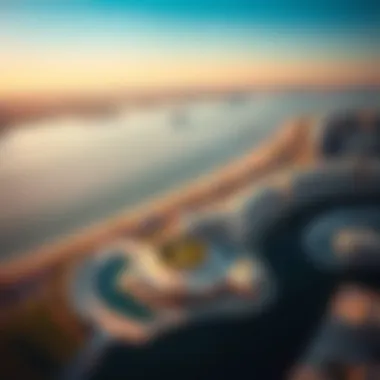 Aerial Perspective of Palm Jumeirah Aerial view of Palm Jumeirah showcasing luxury villas and resorts