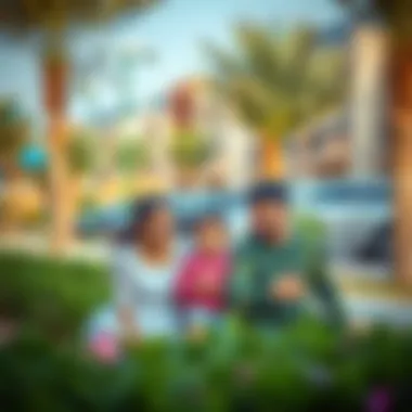 Family enjoying a community park in Nesto Al Ain