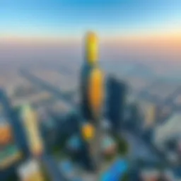 Aerial view of Noor Tower showcasing its innovative design