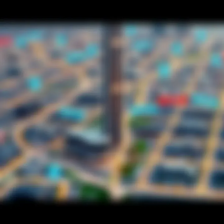 Map Showcasing Parking Options Surrounding Burj Khalifa Map highlighting parking locations around Burj Khalifa