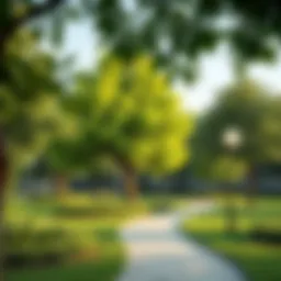 Lush greenery of Khalifa City park