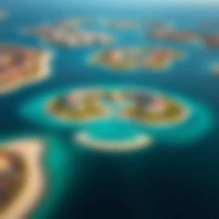 Aerial view of Marjan Island highlighting the resort and surroundings