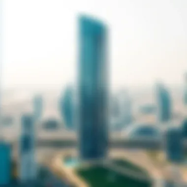 Aerial perspective of Renad Tower in the context of Dubai's skyline