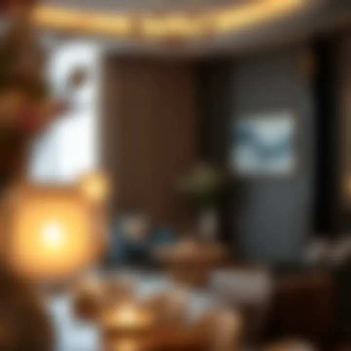 Interior design elements of a luxurious apartment in Renad Tower