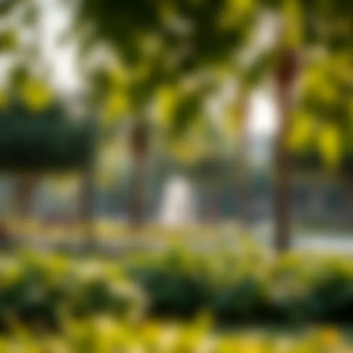 Community park in Dubai South with lush greenery