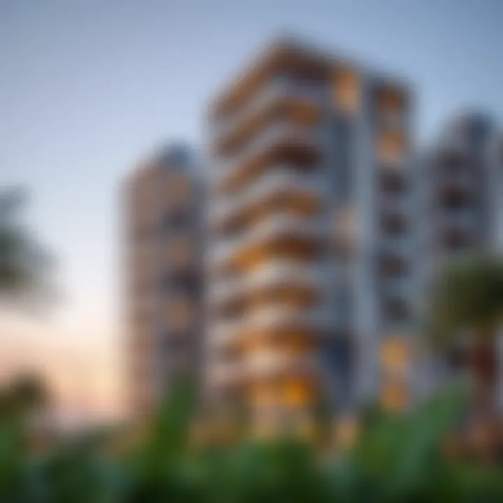 Exterior view of a contemporary apartment building in Dubai South