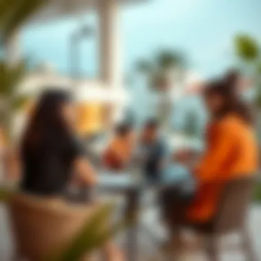 Discussing Villa Options Prospective renters discussing villa options