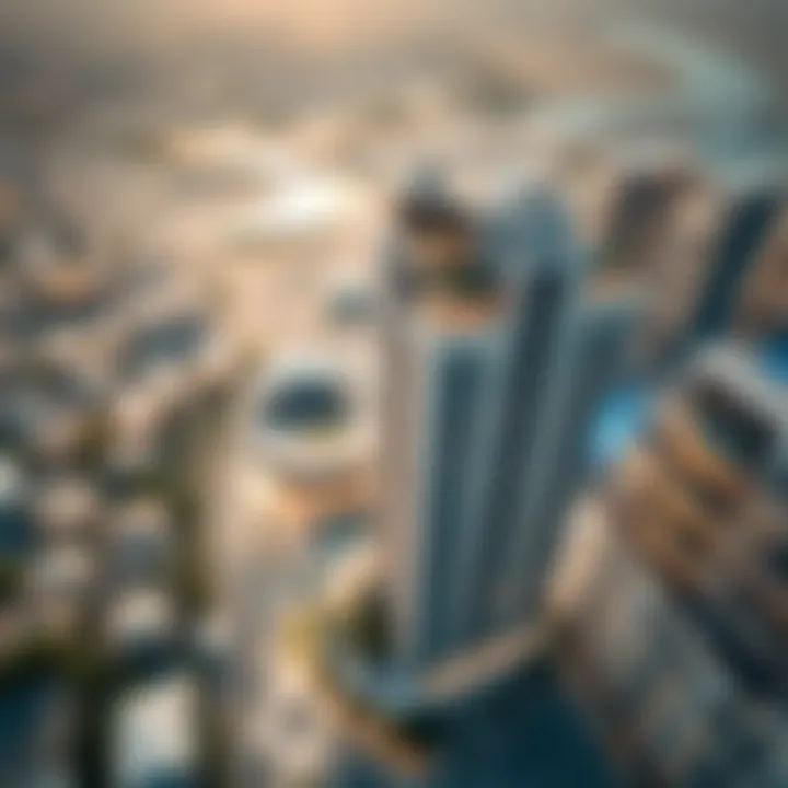 Aerial view of The Ritz Carlton Residences Dubai and its vibrant neighborhood