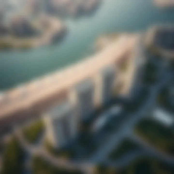 Aerial view showcasing Riverside Crescent's location