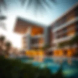 Stunning view of Rotana Beach Residence showcasing its modern architecture