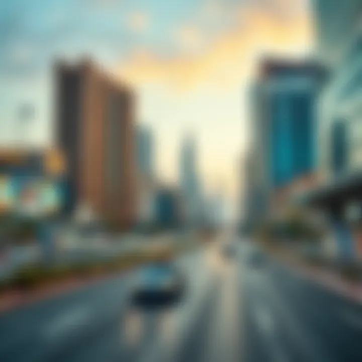 Vibrant cityscape along Sheikh Mohammed Bin Rashid Road