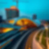 Aerial view of Sports City Metro Station showcasing its modern architecture