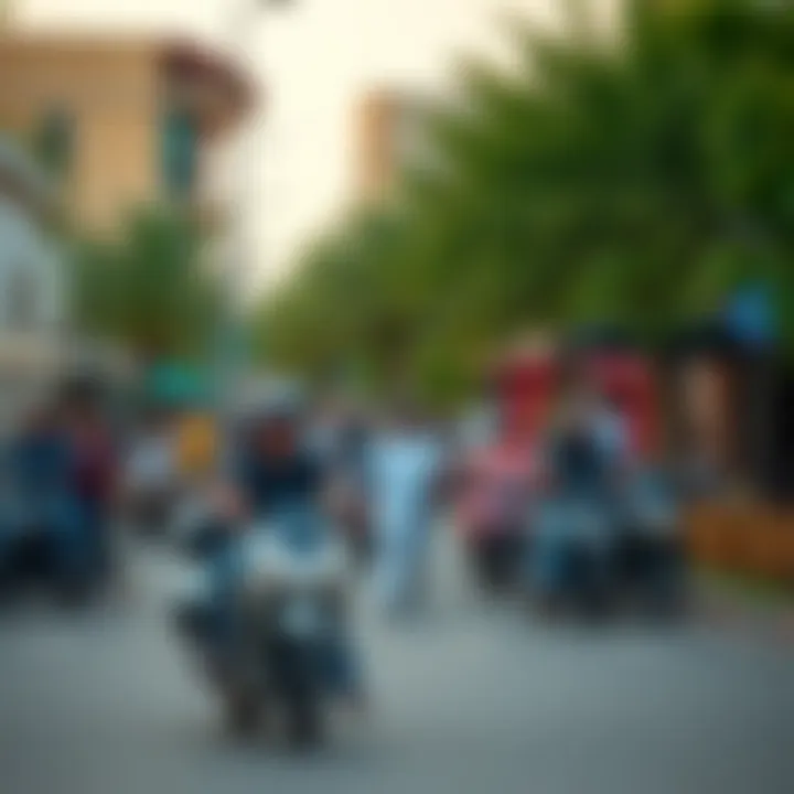 Vibrant community life in Tasjeel Motor City with local amenities