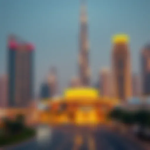 Dubai Skyline Featuring the Gold Market Dubai skyline with gold market in focus