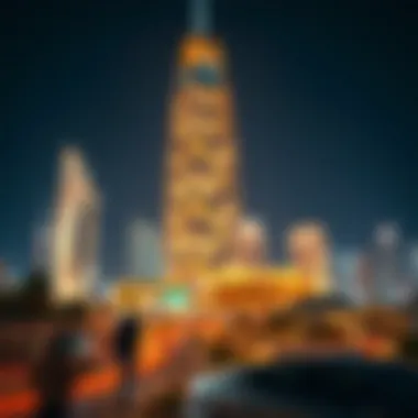 Night View of Jewel Tower Nighttime shot of the Jewel Tower illuminated against the Dubai skyline